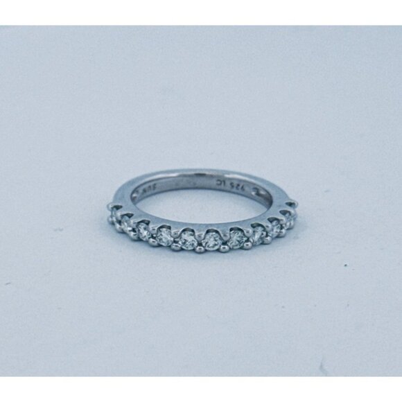 Estate SUN Designer Sterling Silver 925 9-Stone CZ Band Ring Size 6, 2.6g - Picture 2 of 12